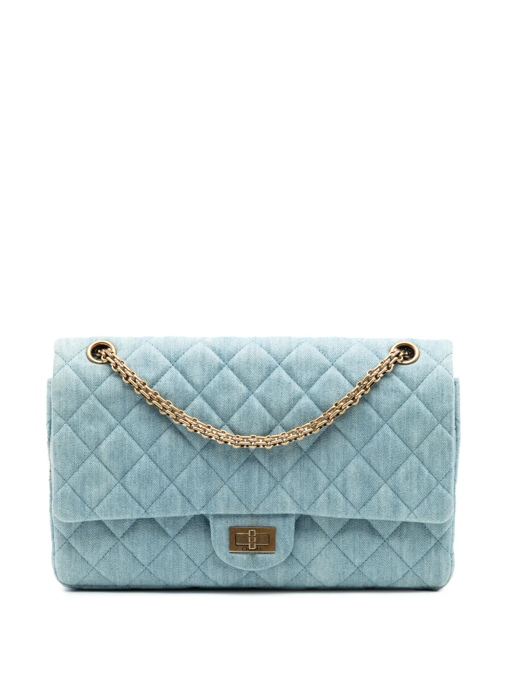 CHANEL Pre-Owned 2016-2017 Quilted Denim Reissue 2.55 Double Flap 226 shoulder bag - Blu