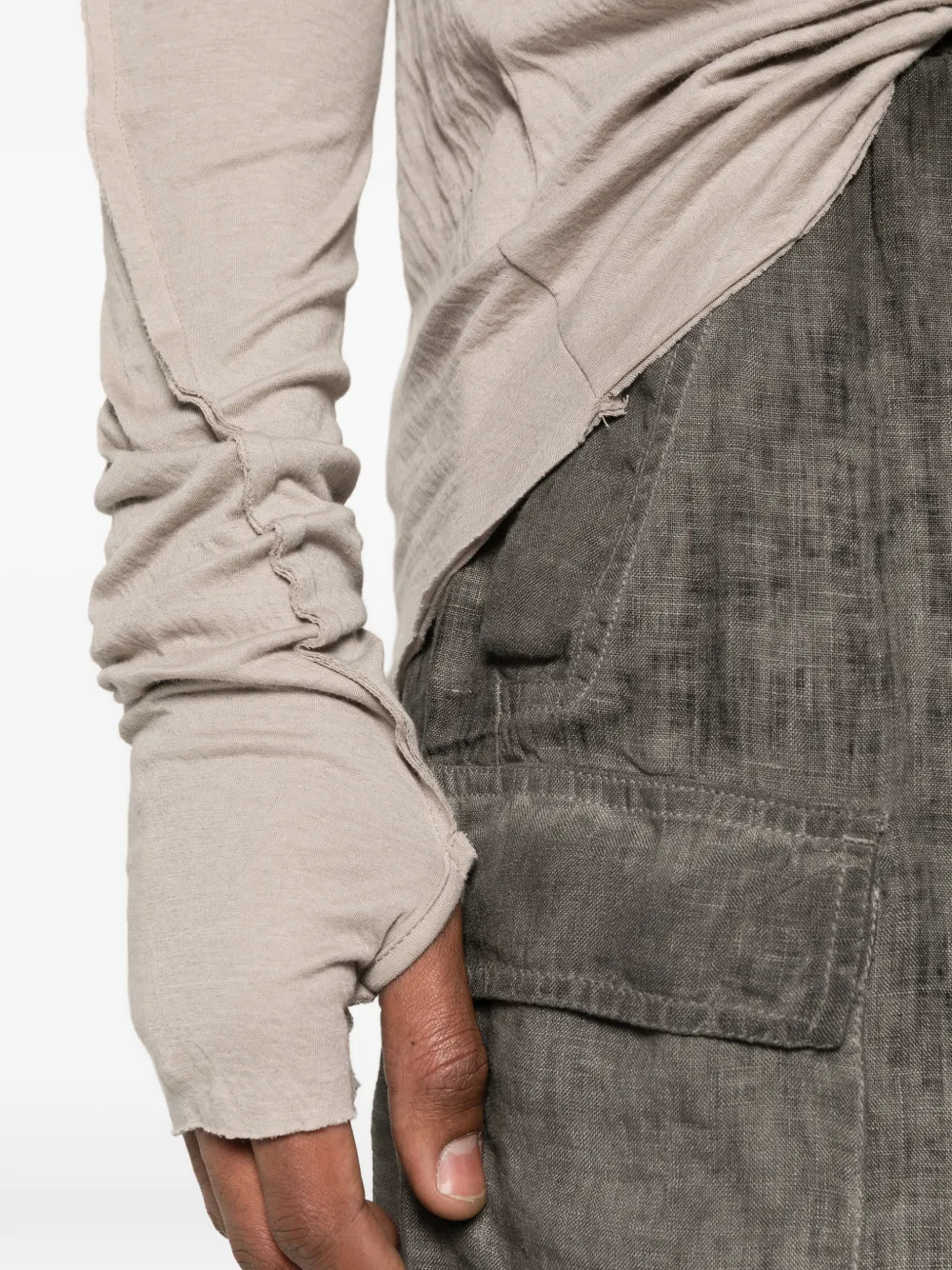 Thom Krom Gerafeld T-shirt met lange mouwen Beige
