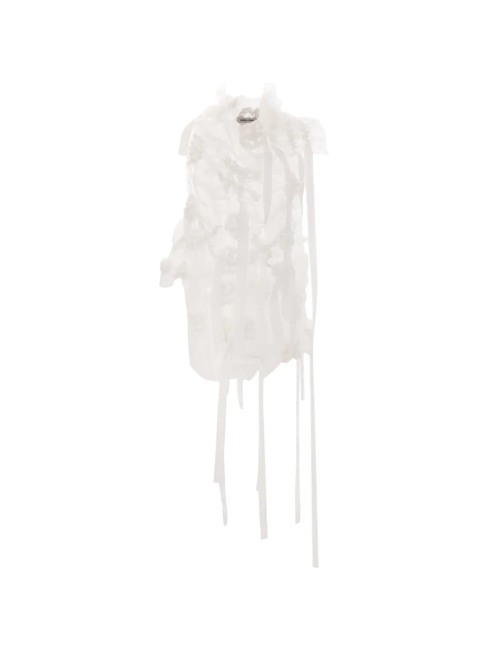 RÓISÍN PIERCE flower-embellished ribbon blouse – White