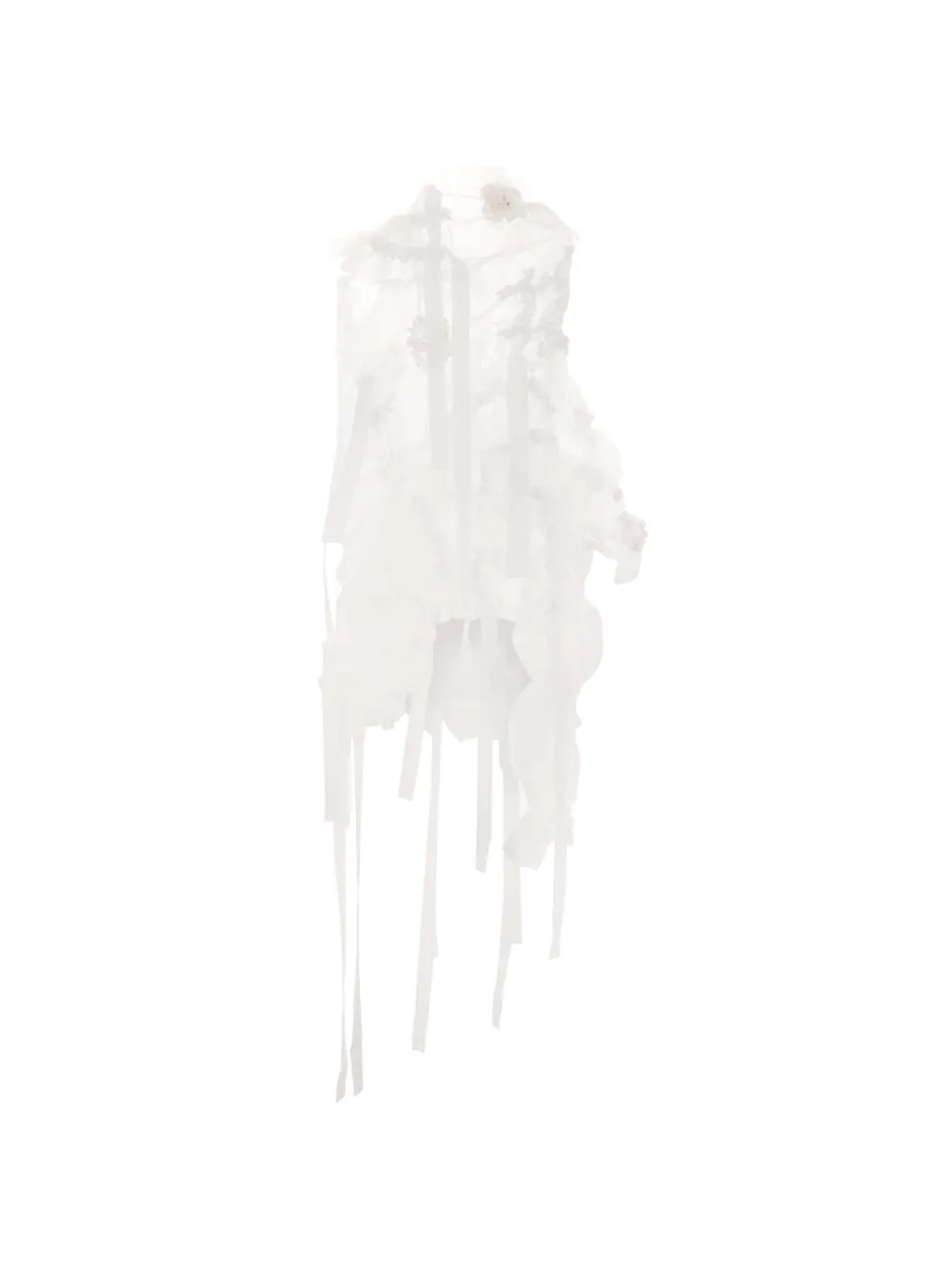  Róisín Pierce Flower-embellished Ribbon Blouse - White 