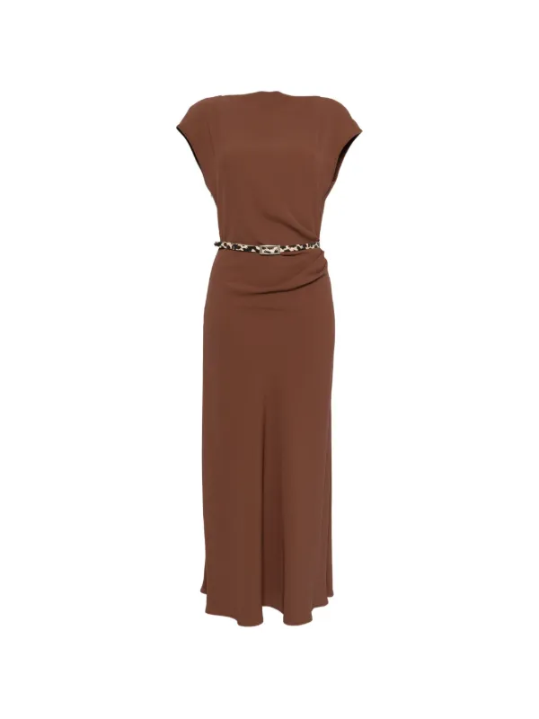 IMPERIAL Belted Maxi Dress | Brown | FARFETCH JO