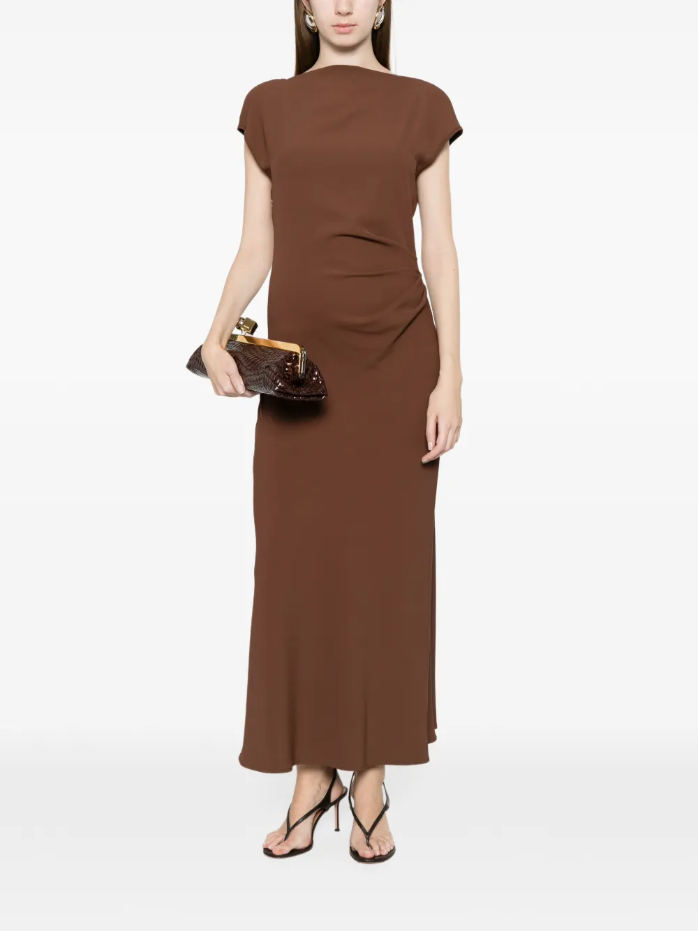  Imperial Belted Maxi Dress - Brown 
