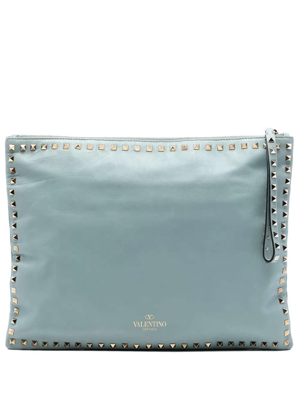 Valentino Garavani Pre-Owned 2000-2017 Large Leather Rockstud clutch bag - Blu