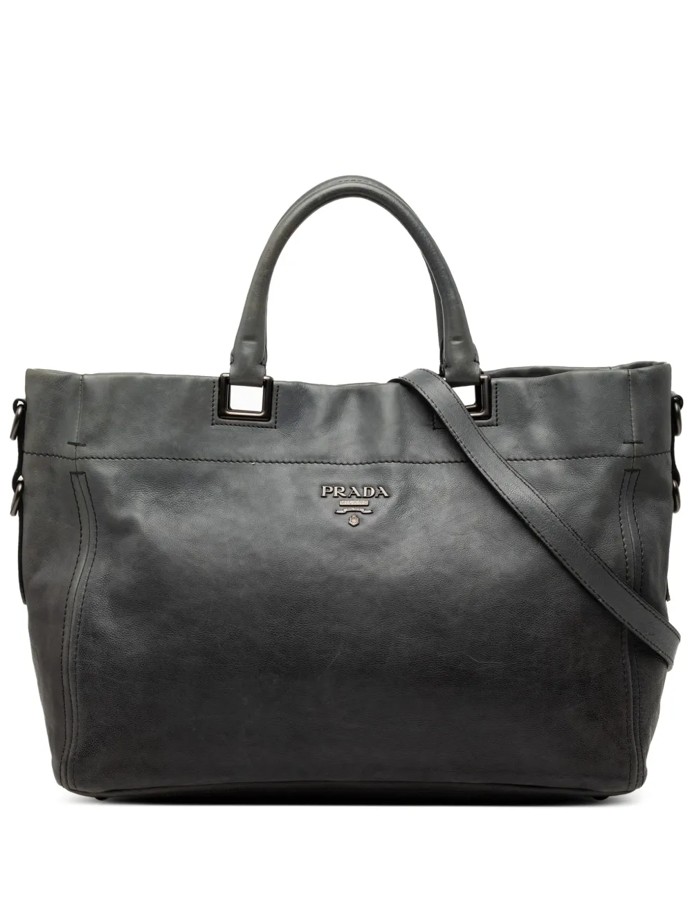 Prada Pre-Owned 2010-2026 Glace Calf Open Convertible Tote satchel - Blu