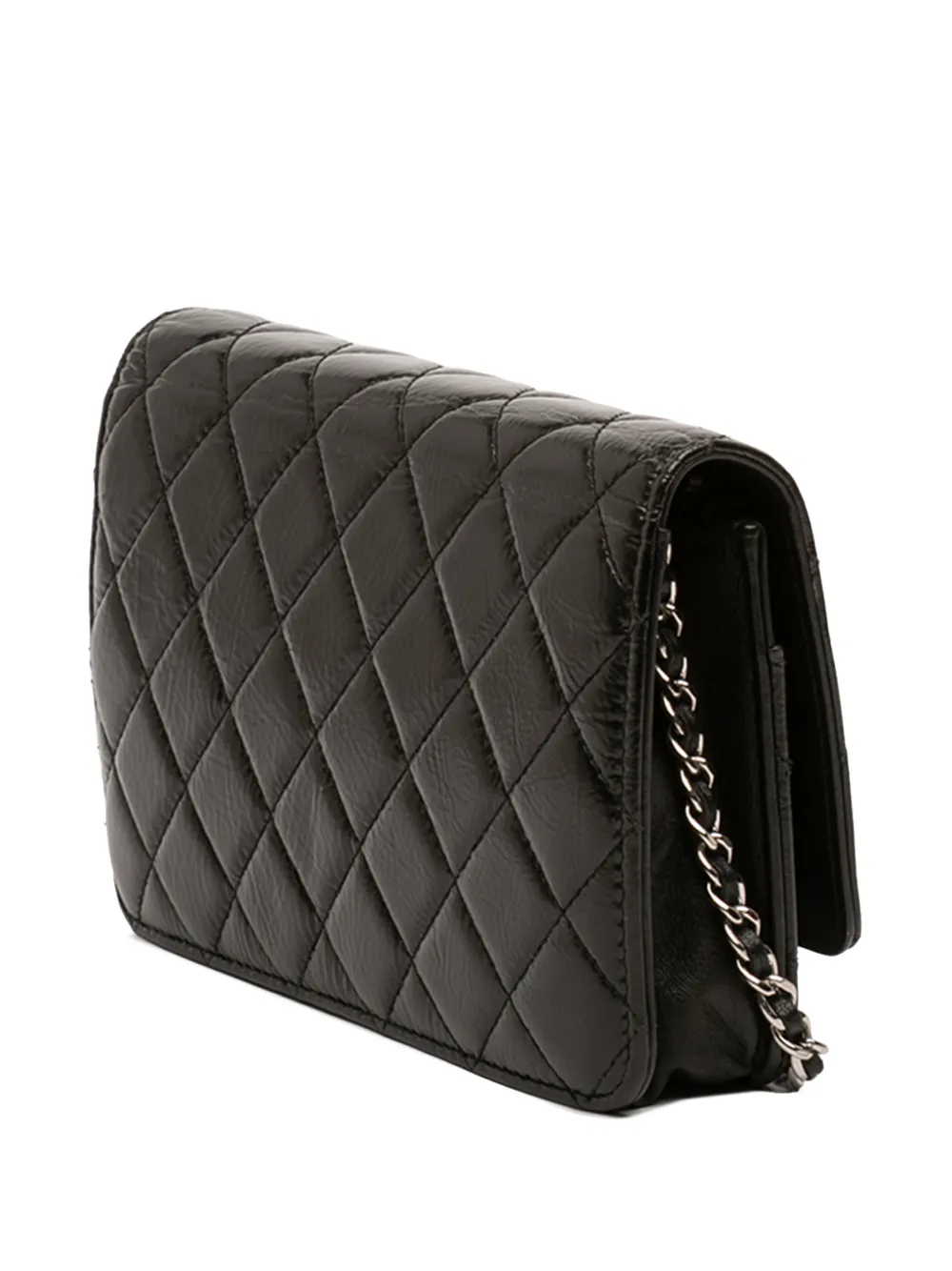 2018 Cc Quilted Crinkled Patent Wallet On Chain Crossbody Bag