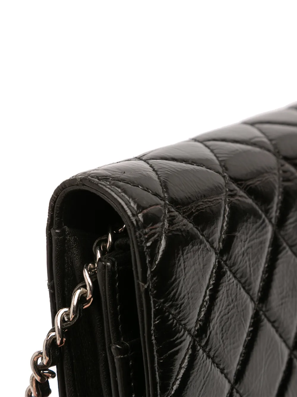 2018 Cc Quilted Crinkled Patent Wallet On Chain Crossbody Bag