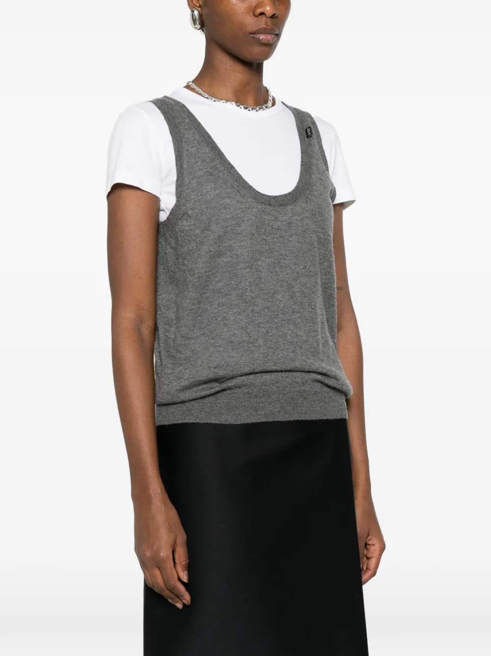  Prada Scoop-neck Knit Top - Grey 