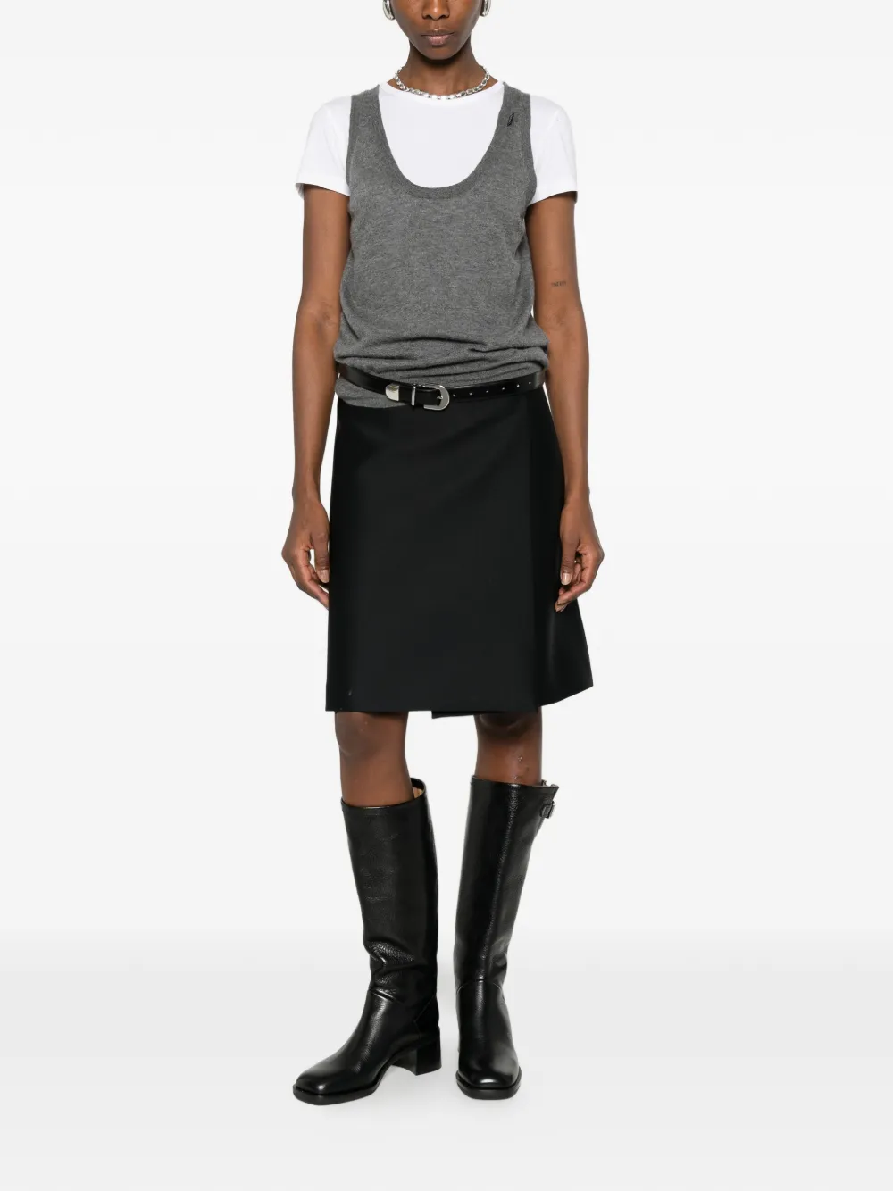  Prada Scoop-neck Knit Top - Grey 