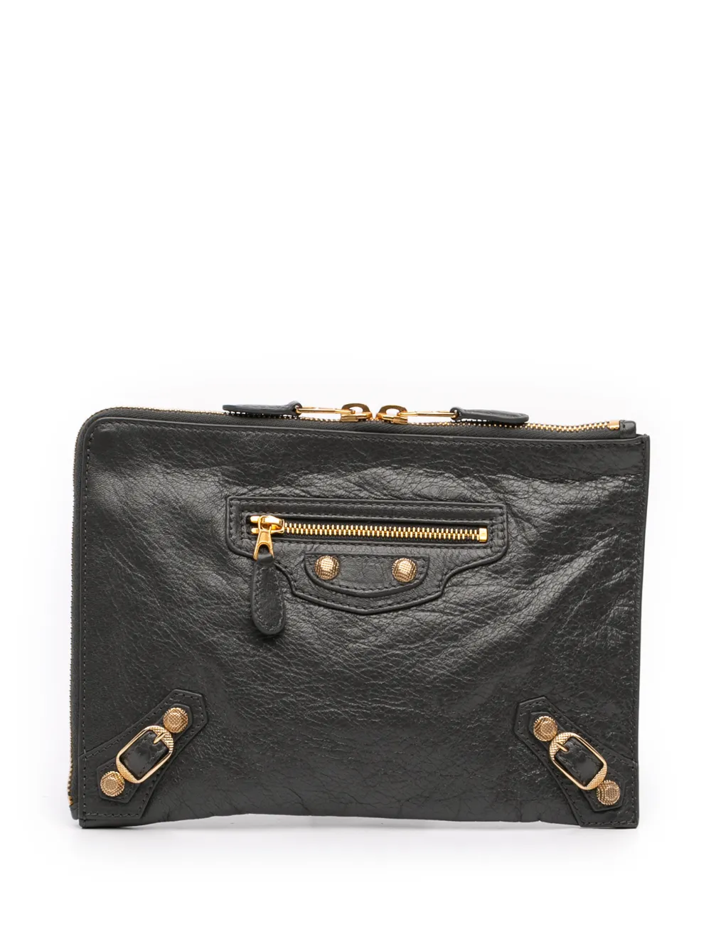 Balenciaga Pre-Owned 2015 Lambskin Motocross Giant 12 Zip Around Flat clutch bag - Grigio