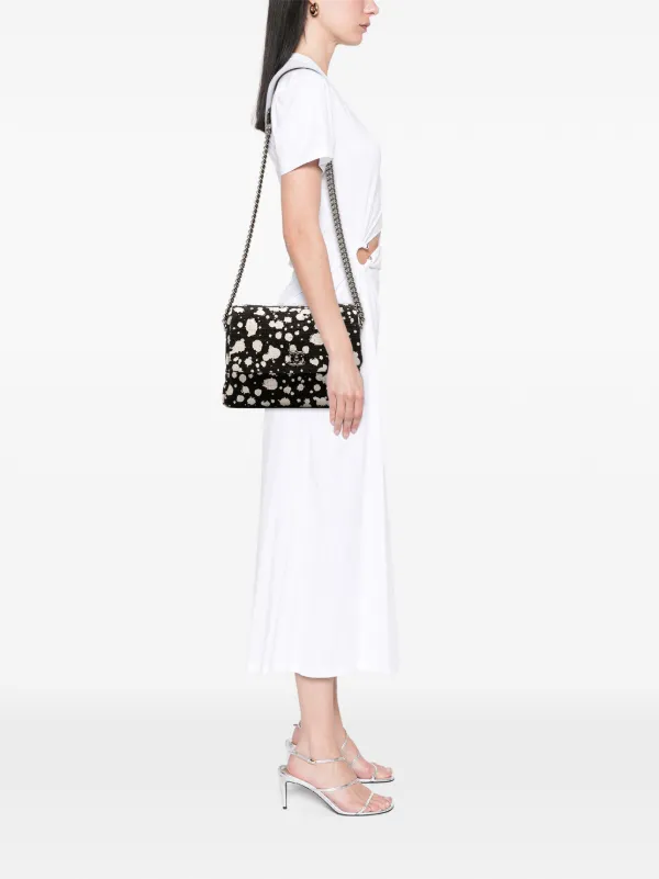 CHANEL Pre-Owned 2015-2016 CC Tweed Paint Splatter Flap Crossbody