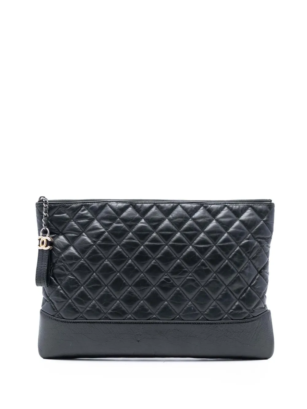 CHANEL Pre-Owned 2018 Large Aged Calfskin Gabrielle O Case clutch bag - Black