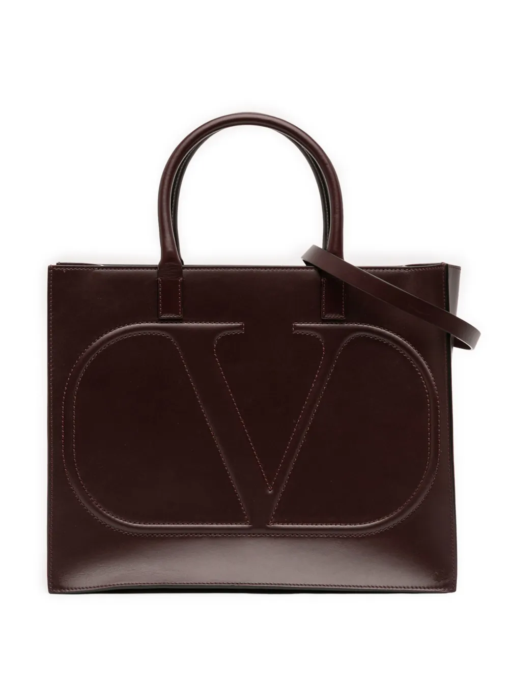 Valentino Garavani Pre-Owned 2018-2025 Medium Leather VLogo Walk Tote satchel - Rosso