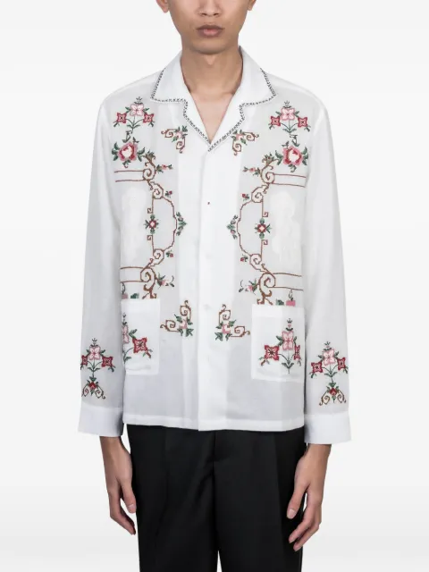 Baziszt Sena floral-embroidered pocket shirt