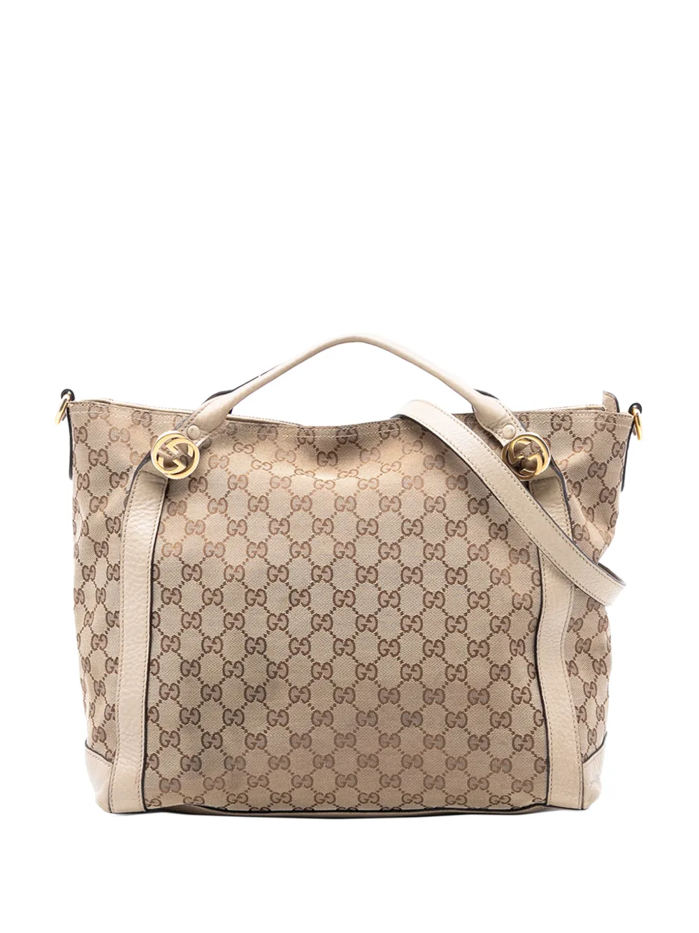 Pre-owned Gucci 2016-2026 Gg Canvas Miss Gg Satchel In Brown
