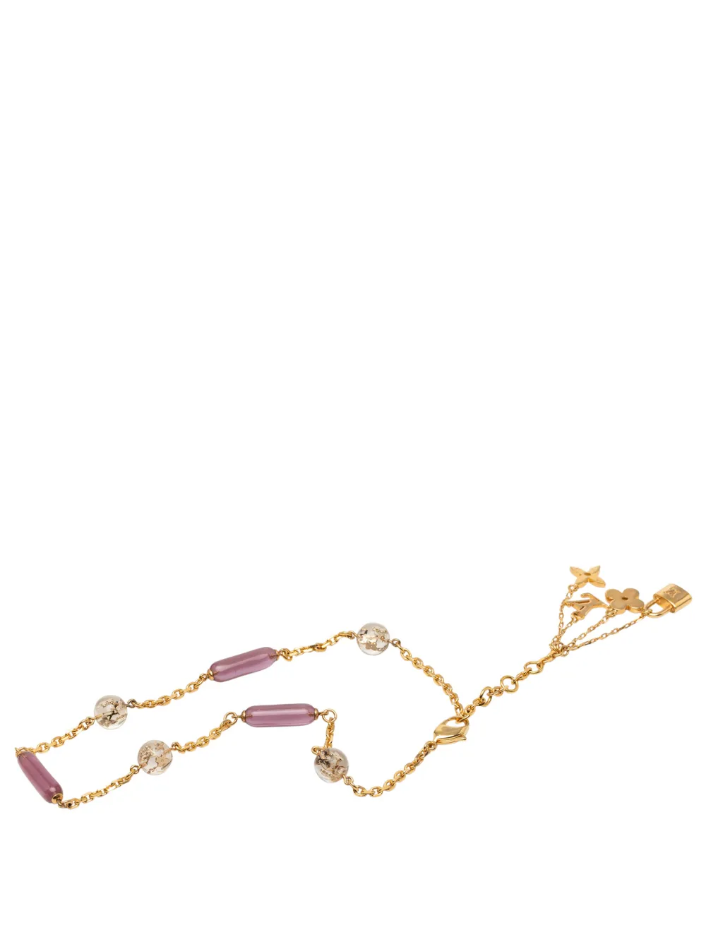 Louis Vuitton Pre-Owned 2007-2011 Gold Plated Sautoir Bulles Inclusion Station Charm Necklace costume necklace - Oro