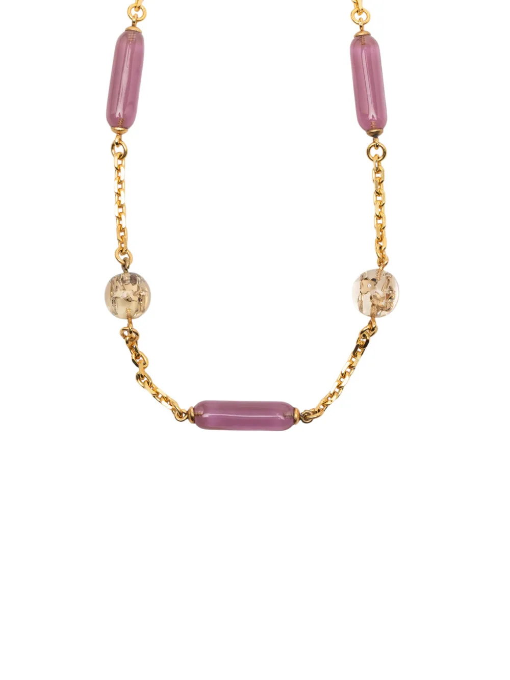  Louis Vuitton Pre-owned 2007-2011 Gold Plated Sautoir Bulles Inclusion Station Charm Necklace Costume Necklace 