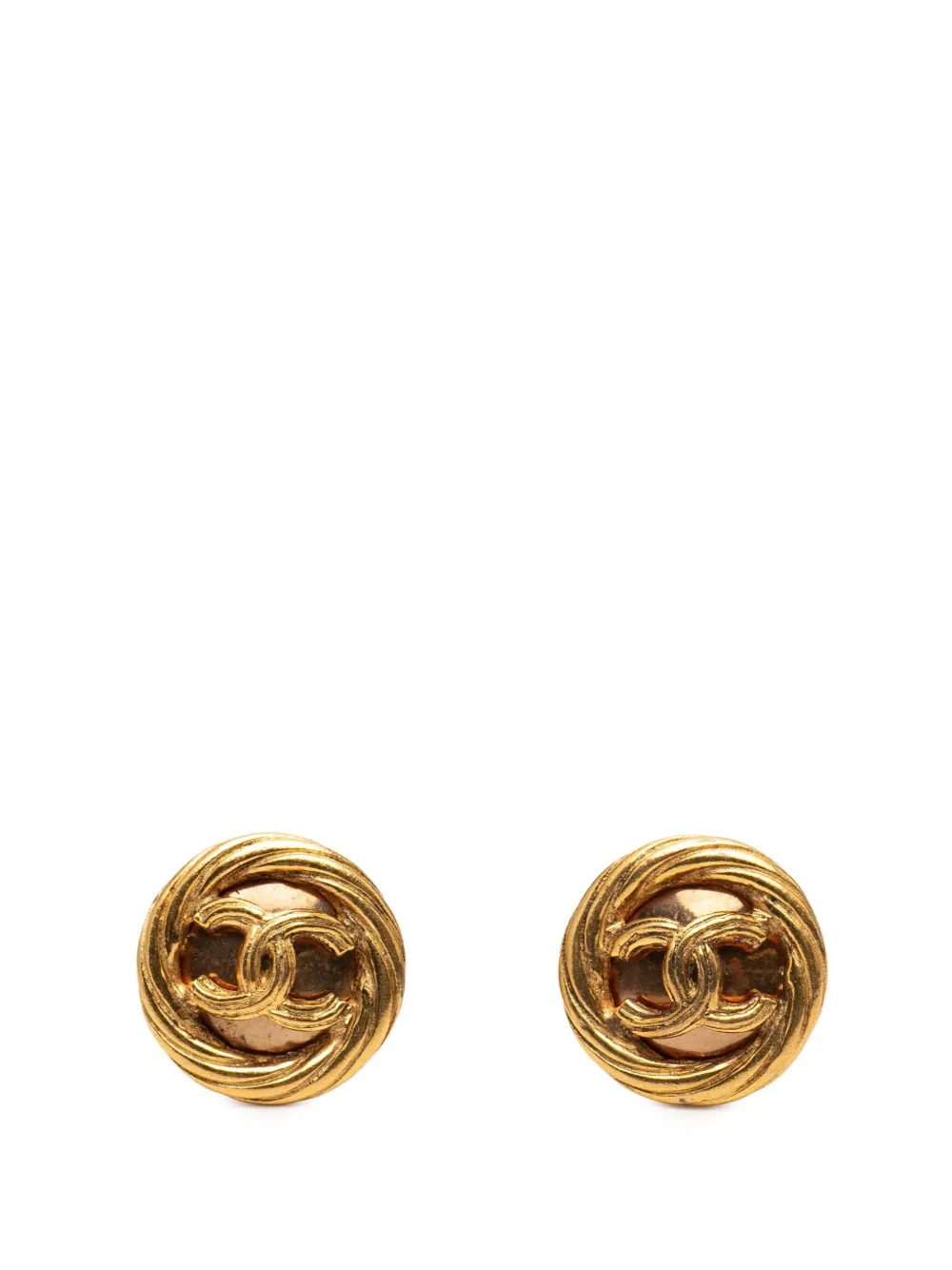 CHANEL Pre-Owned 1993 CC Gold Plated Round Clip On Earrings costume earrings - Oro