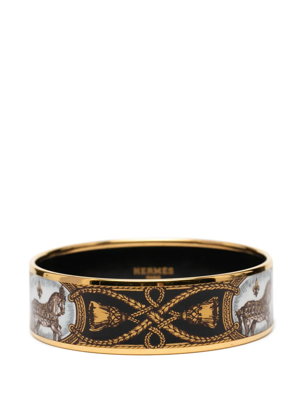 Hermès Pre-Owned Bracciale Grand Apparat 70 ampio con smalto XX secolo - Nero