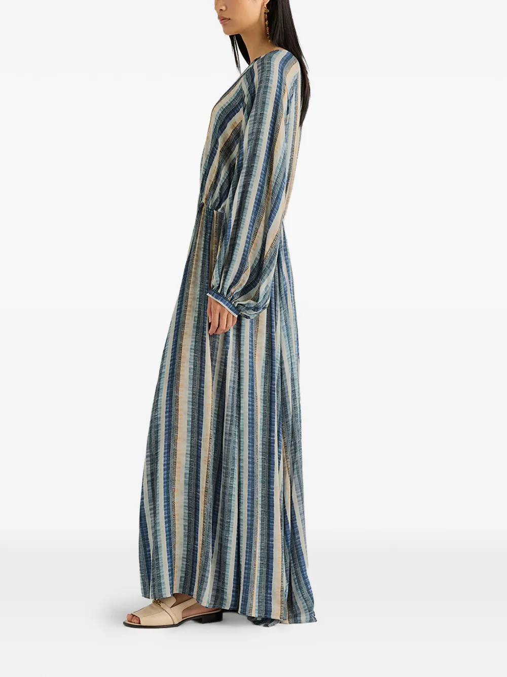MOMONÌ Francisco maxi-jurk met V-hals Blauw
