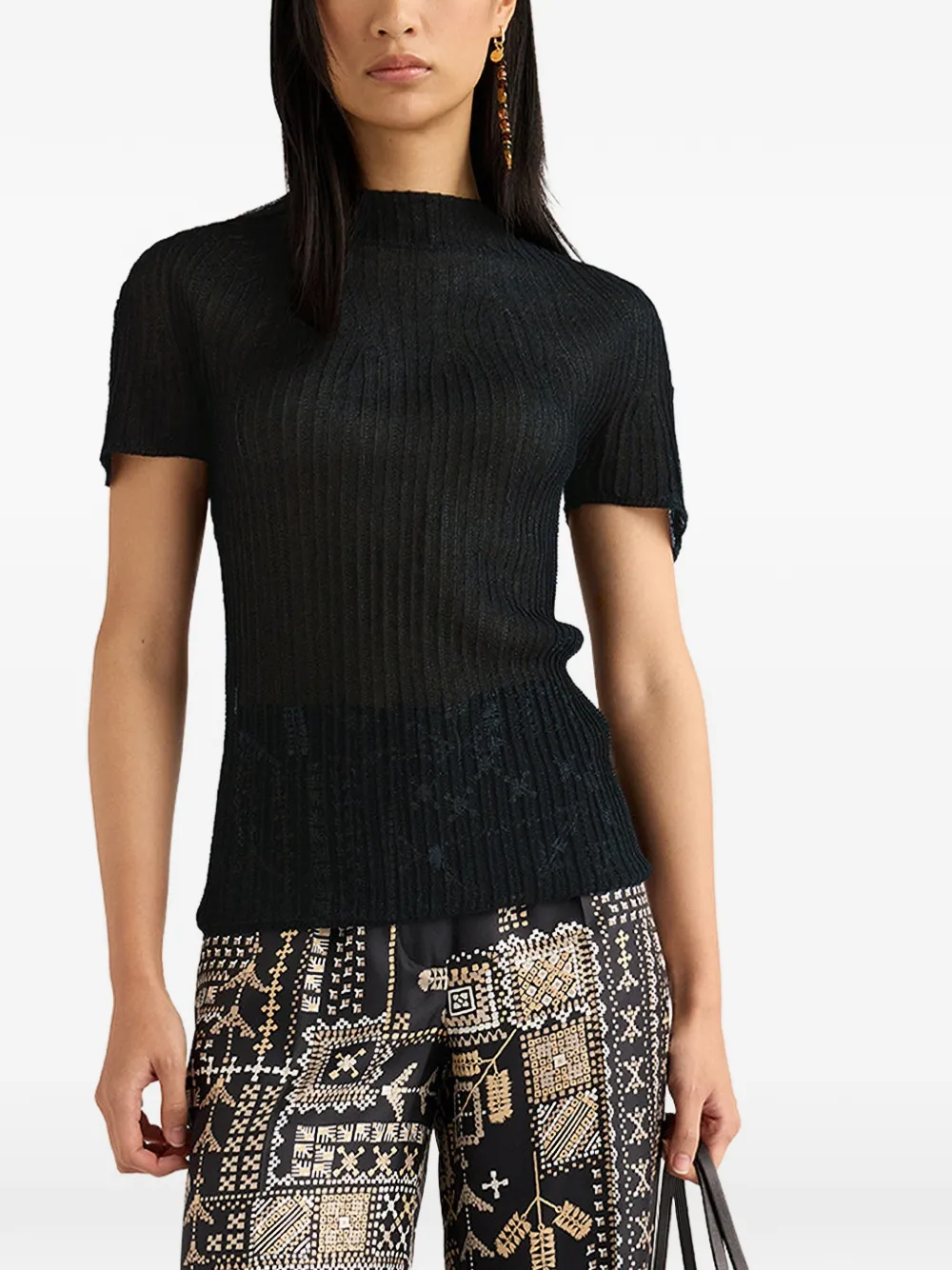 Momoní Mirada Ribbed T-shirt In Gold