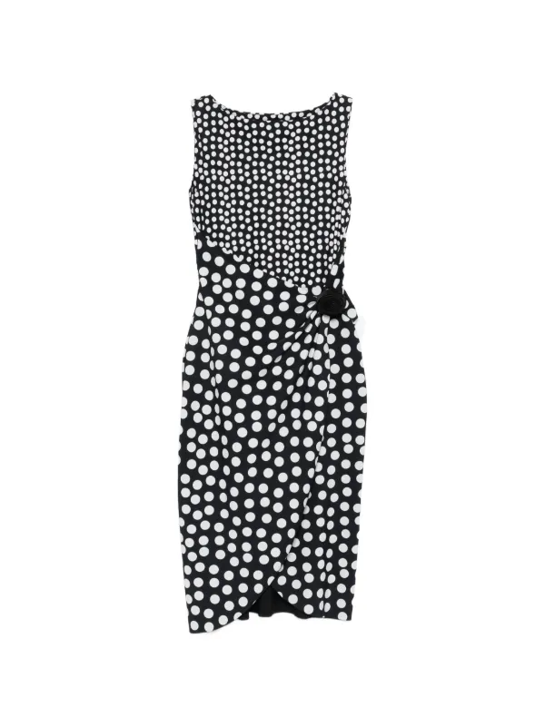 petite polka dot midi dress Reiss Petite Linen Puff-Sleeve Polka-Dot Midi Dress in Navy/Ivory