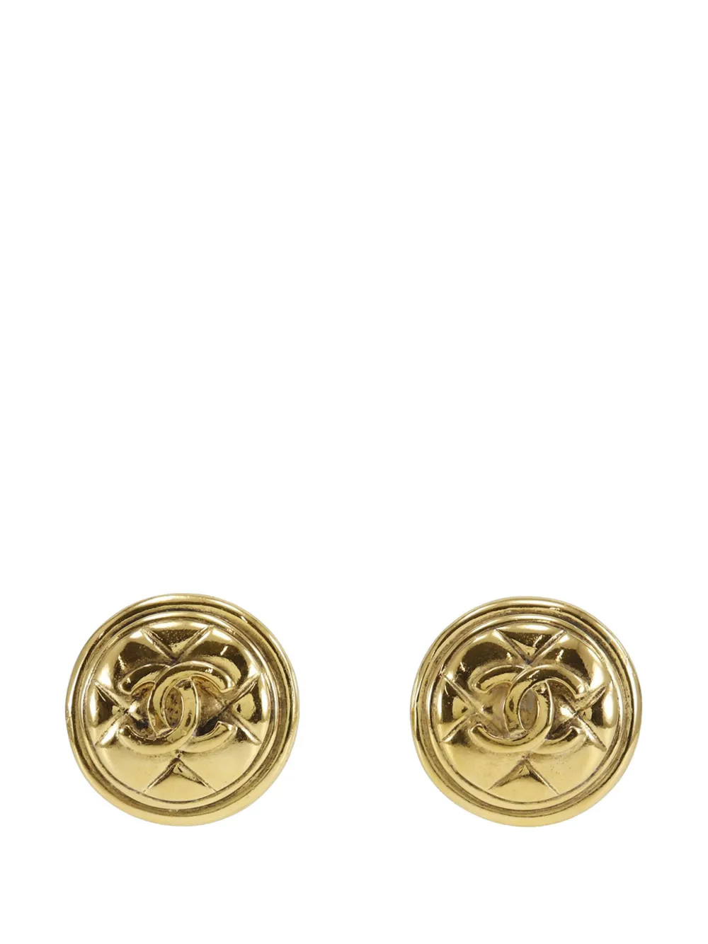 CHANEL Pre-Owned 1970-1980 CC Gold Plated Round Clip On Earrings costume earrings - Oro