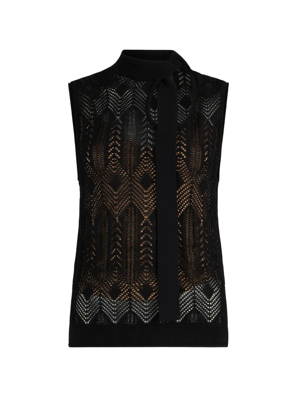 LIU JO openwork bow-collar knit top - Nero