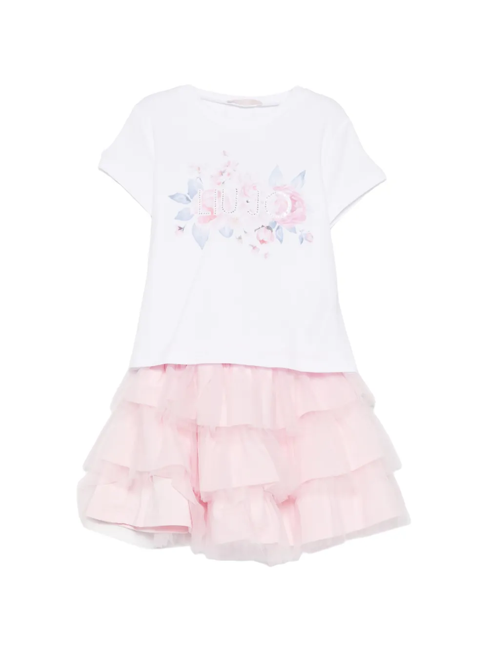 LIU JO floral-print T-shirt and skirt - Bianco
