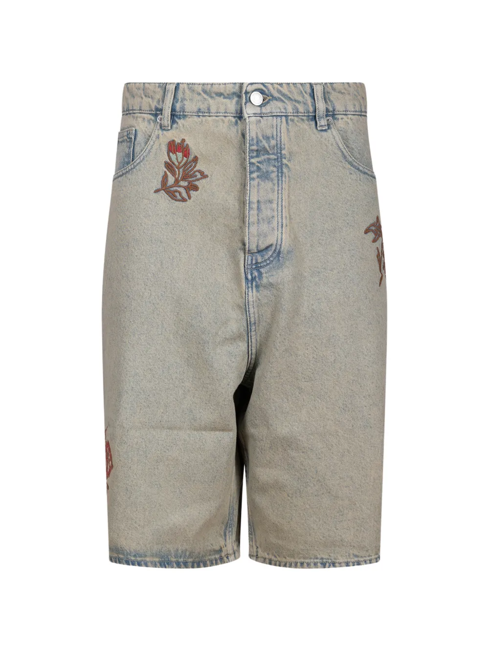 Drôle De Monsieur dusty embroidered floral shorts - Blu