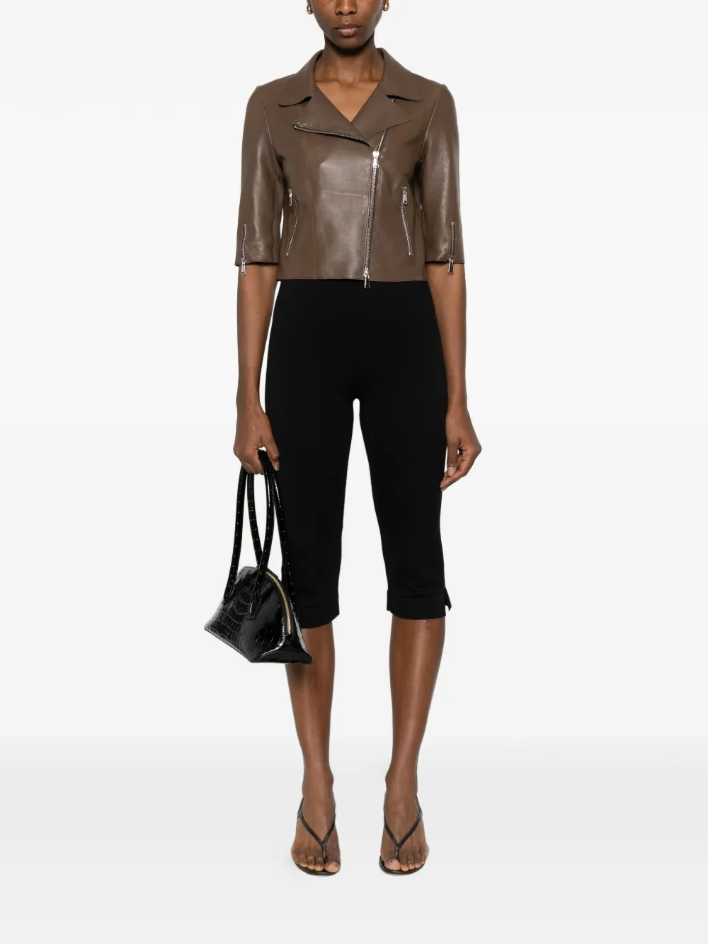  The Jack Leathers Zip Leather Jacket - Brown 