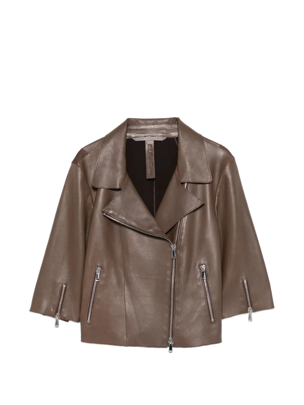 THE JACK LEATHERS zip leather jacket - Braun