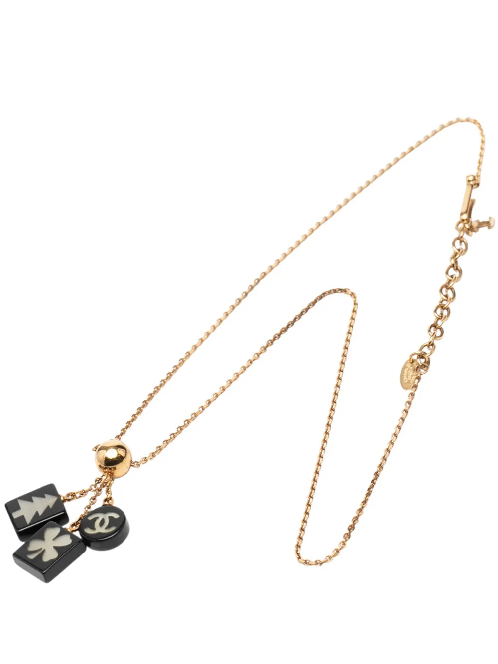 CHANEL Pre-Owned 2003 Gold Plated Resin CC Logo Tree Clover Pendant Necklace costume necklace - Nero