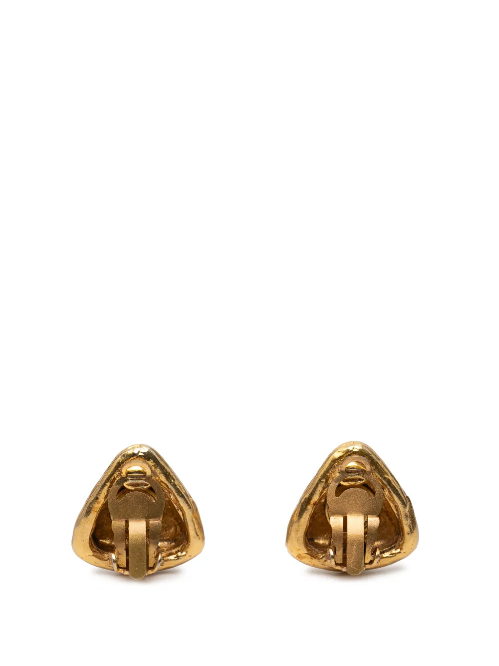 Chanel Pre-owned Pendientes De Clip Con Diseño Triangular Bañados En Oro Con Logo Cc 1970-1980 - Dorado 