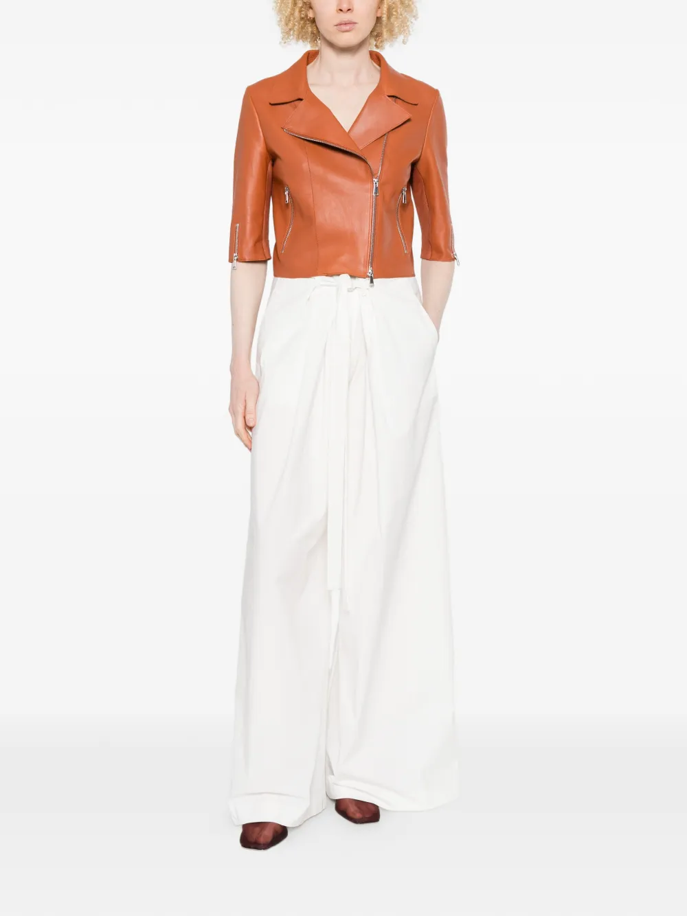  The Jack Leathers Zip Leather Jacket - Orange 