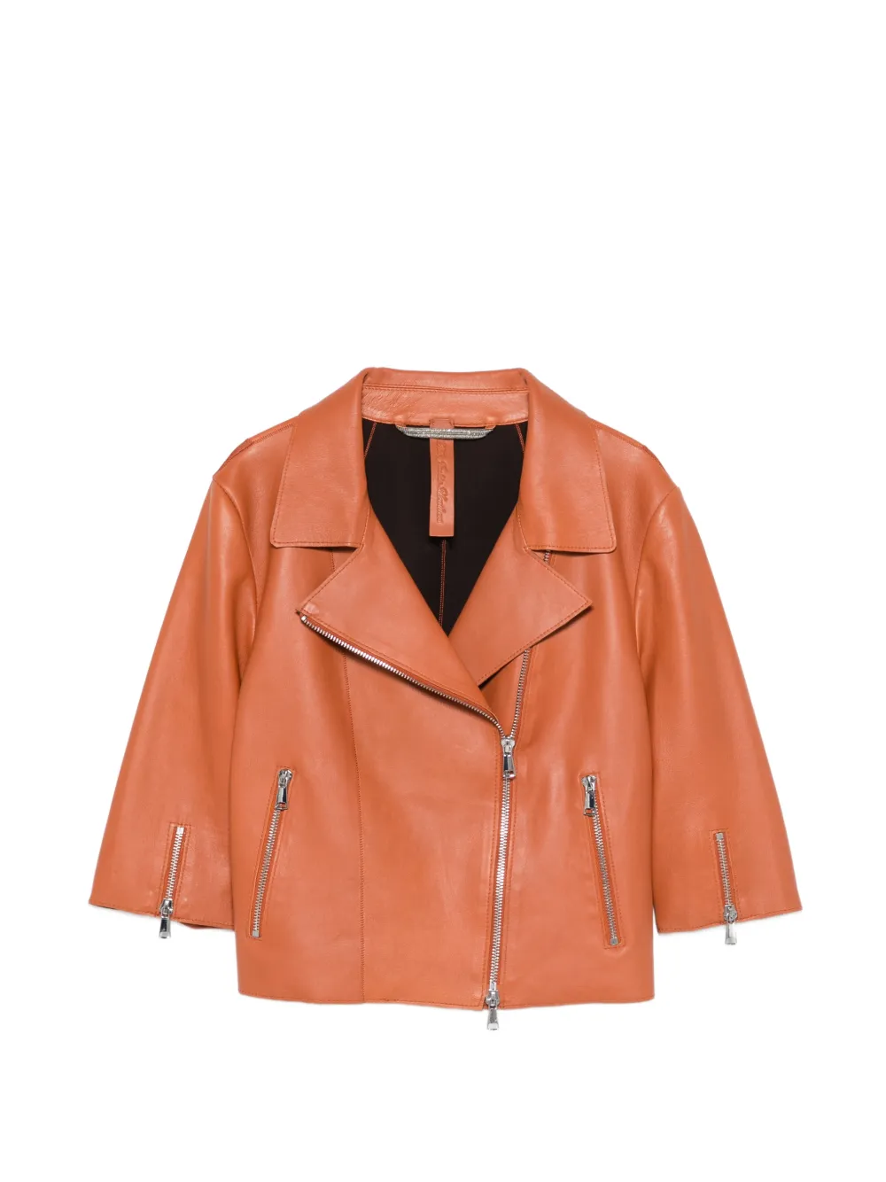 THE JACK LEATHERS Lederjacke mit Reißverschluss - Orange