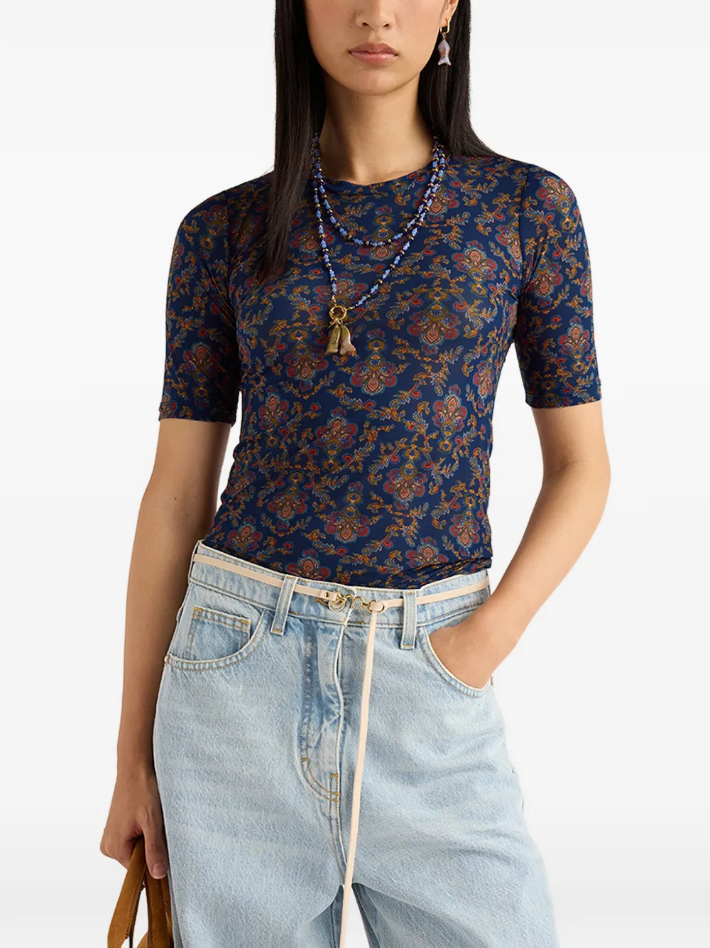  Momoni Mirage Crew-neck T-shirt - Blue 