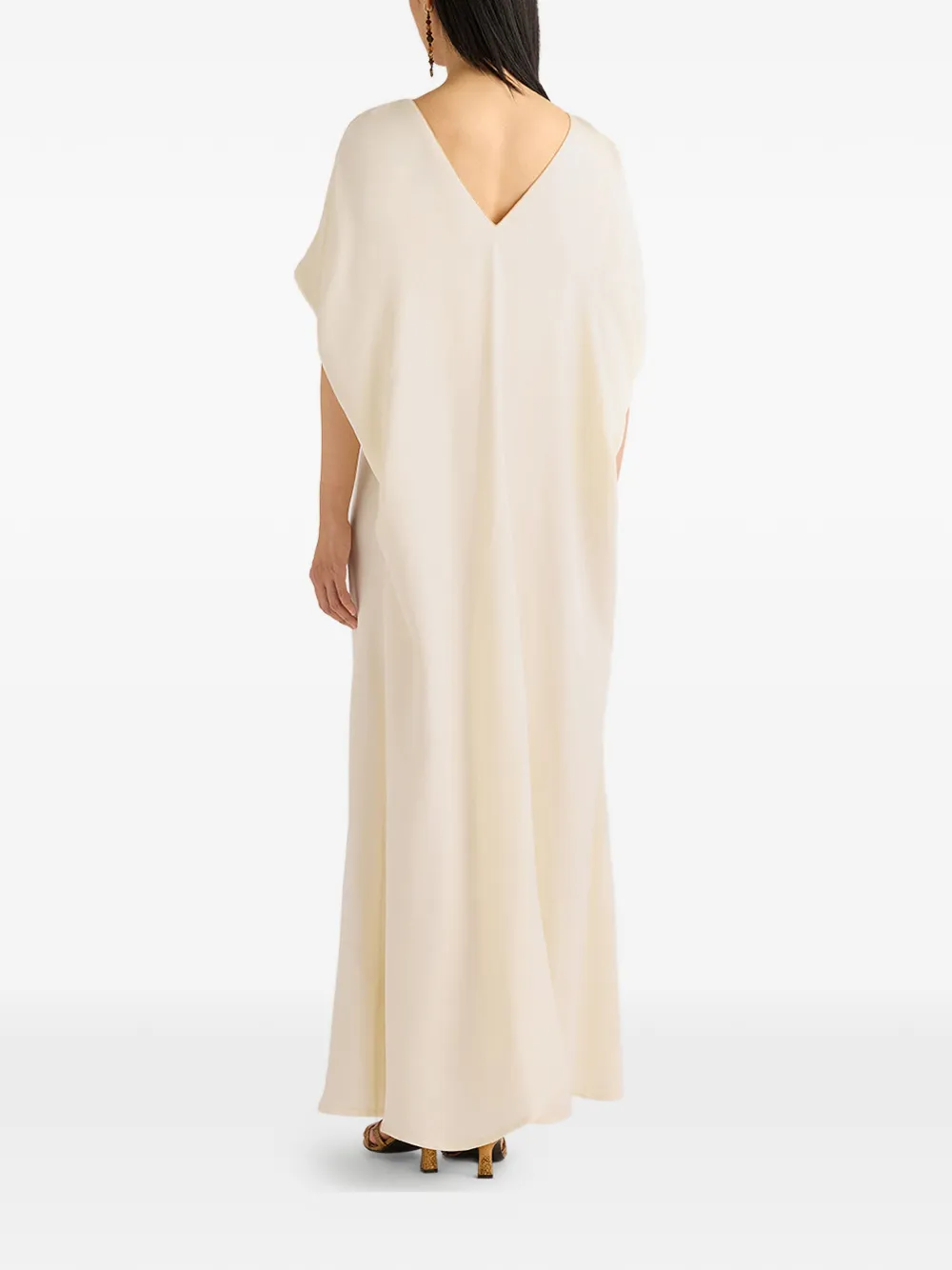MOMONÌ Sakari maxi-jurk met capemouwen Beige