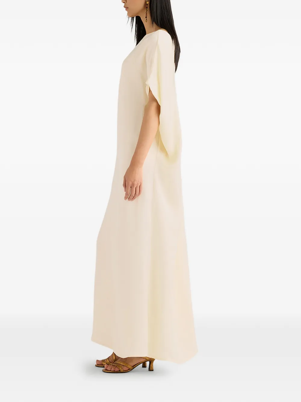 MOMONÌ Sakari maxi-jurk met capemouwen Beige
