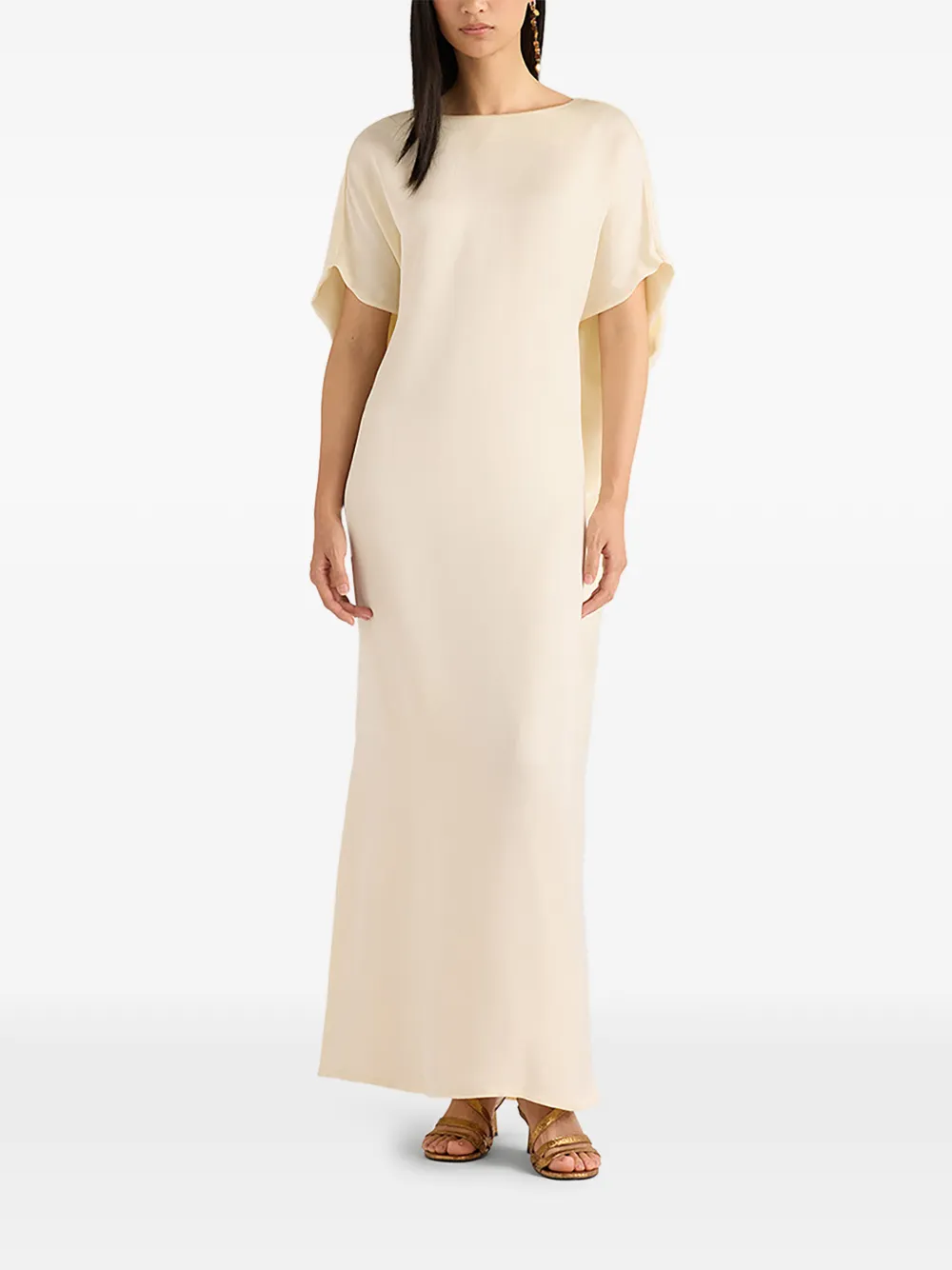 MOMONÌ Sakari maxi-jurk met capemouwen Beige
