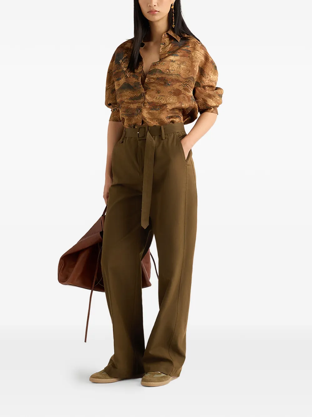  Momoni Novajo Belted Trousers - Brown 