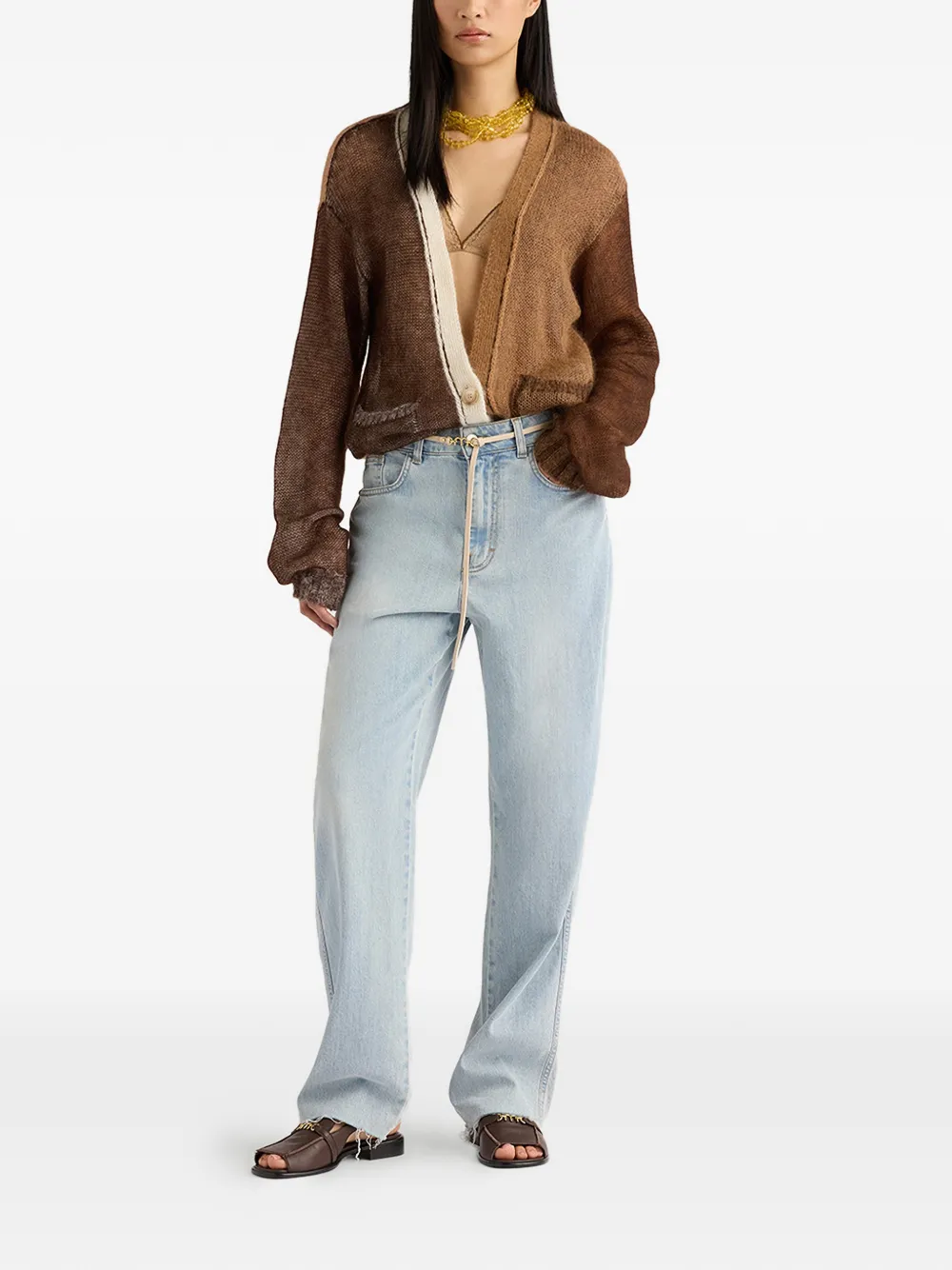  Momoni Cheroke Colour Block Cardigan - Brown 