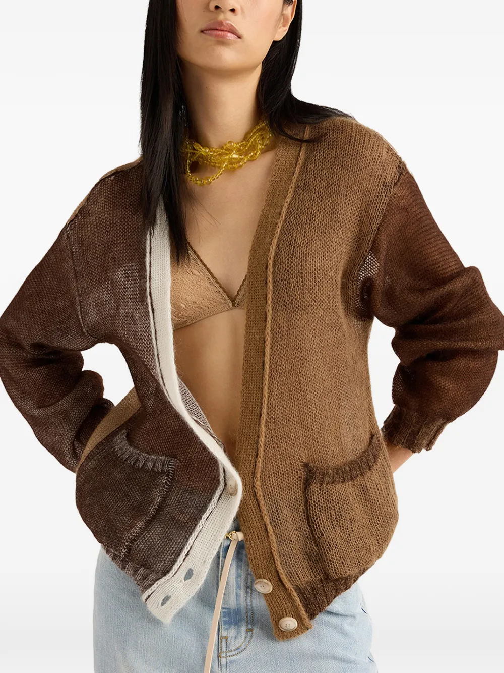  Momoni Cheroke Colour Block Cardigan - Brown 