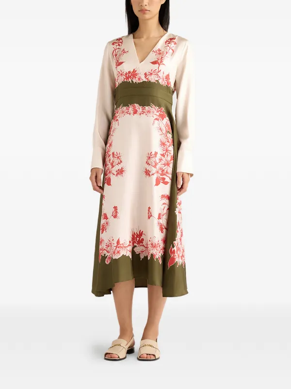 pilar midi dress Momoni Midi Silk Dress With Floral Print