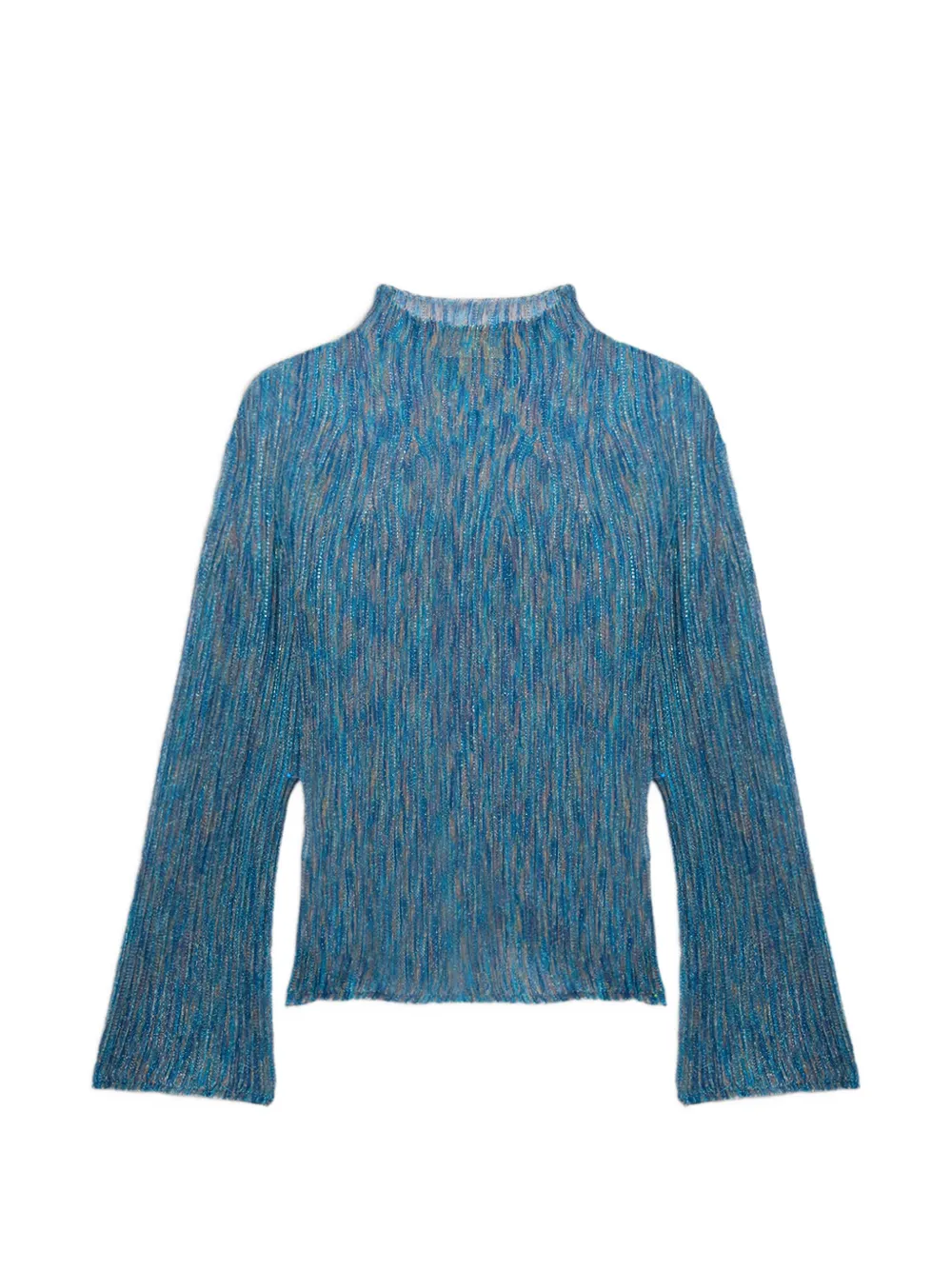 Momoni Miraflores ribbed flared-sleeves top - Blu