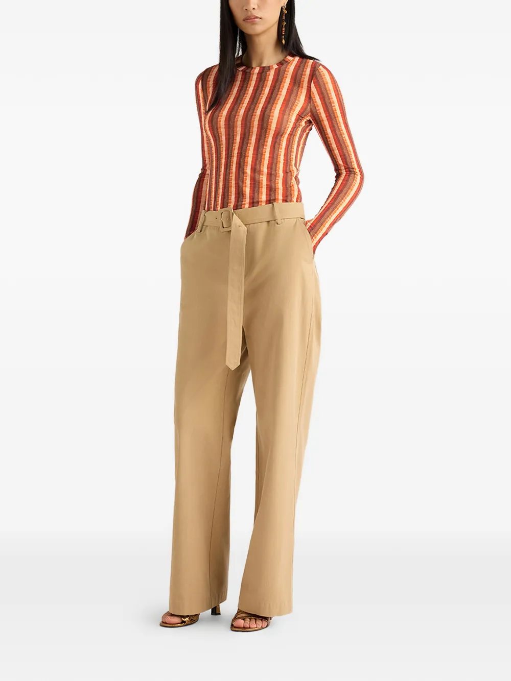  Momoni Waina Long-sleeves Striped Top - Orange 