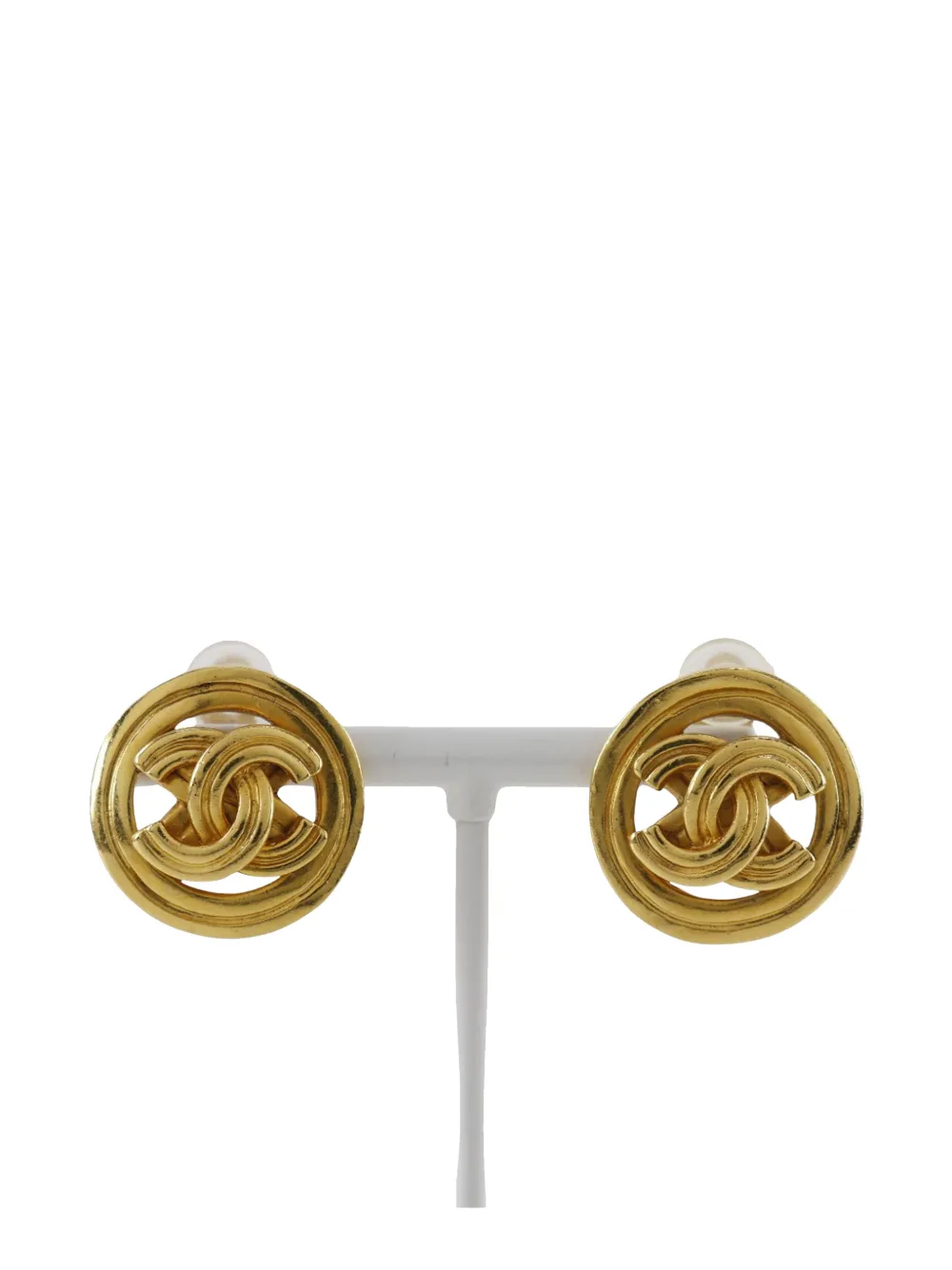 CHANEL Pre-Owned 1996 CC Gold Plated Round Clip On Earrings costume earrings - Oro