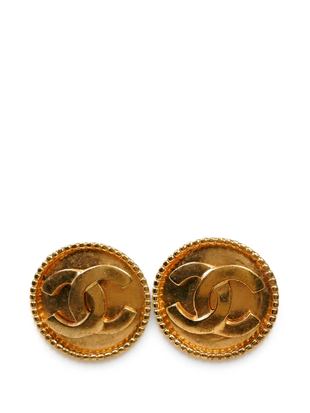 CHANEL Pre-Owned 1996 CC Gold Plated Round Clip On Earrings costume earrings - Oro