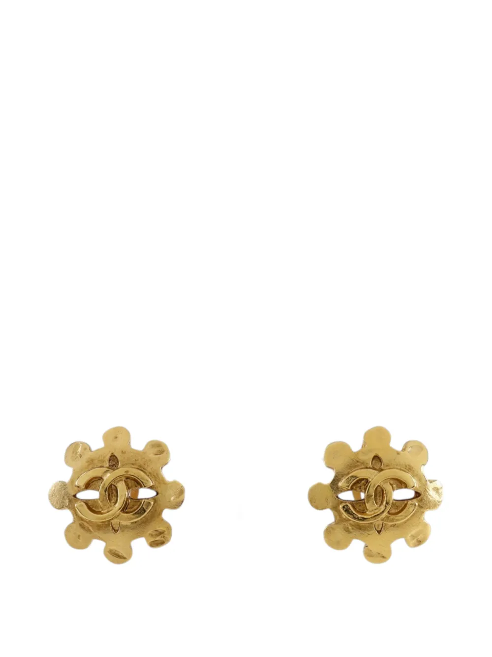 CHANEL Pre-Owned 1994 CC Gold Plated Flower Clip On Earrings costume earrings - Oro