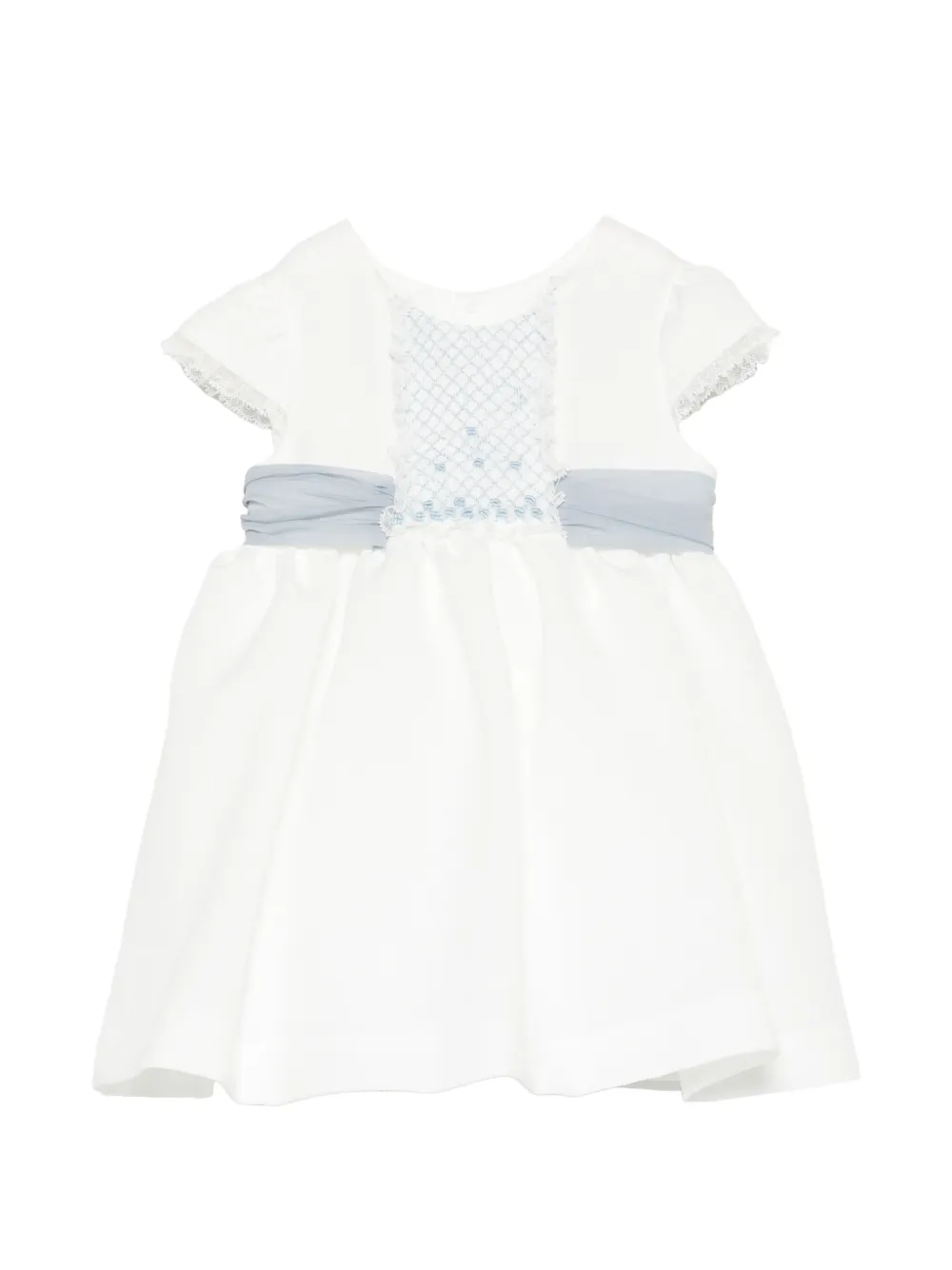 Amaya Babies' Lace-trim Bow-detail Dress In White