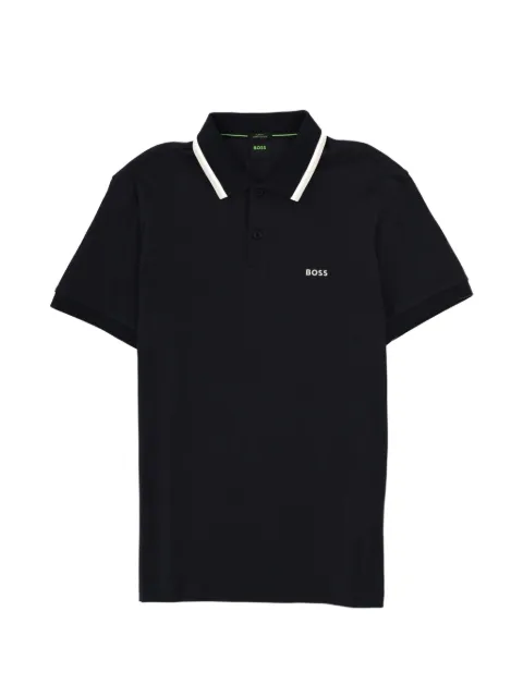BOSS GREEN HUGO BOSS logo-print tipping-detail polo shirt